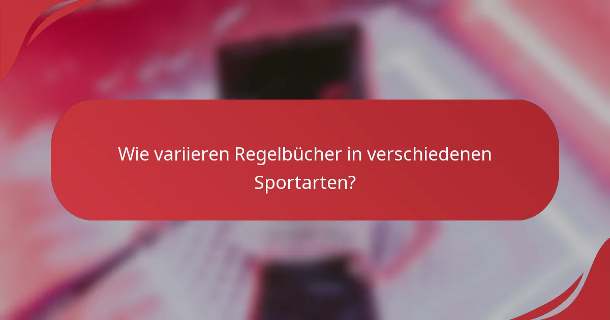 Wie variieren Regelbücher in verschiedenen Sportarten?